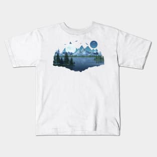 The river and the mountains by the moonlight Kids T-Shirt